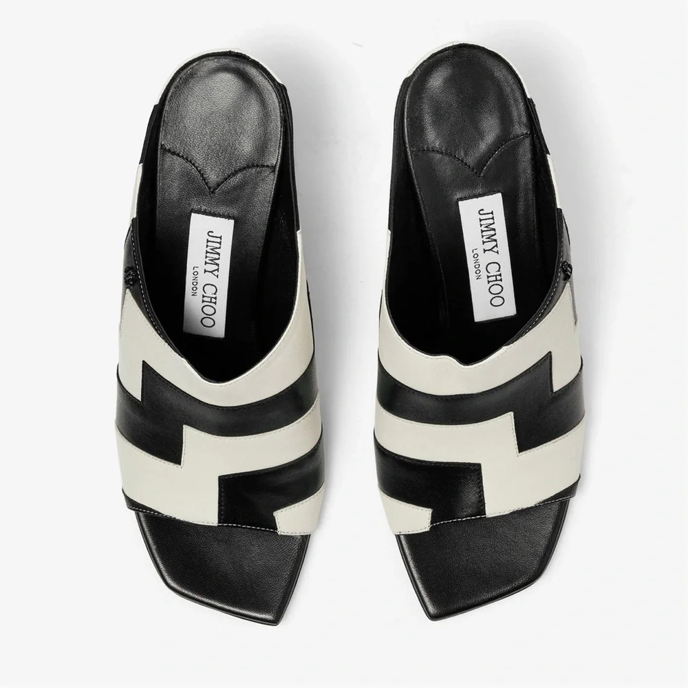 New JIMMY CHOO Kinley 75 two-tone leather mules $895 35 - Picture 5 of 13